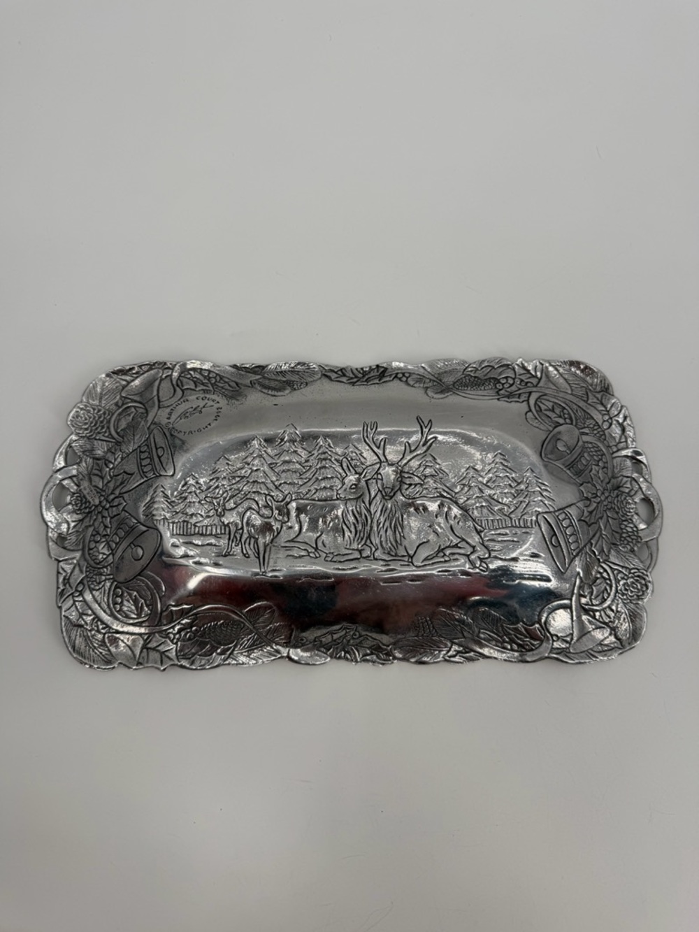 Vintage Arthur Court Serving Bread Tray Platter 1992 Deer Stag 12” Christmas - Picture 5 of 9